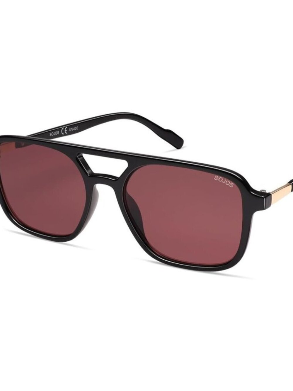 Sojos Women Mens Black Frame Trendy Rectangle Retro Aviator Shades Sunglasses